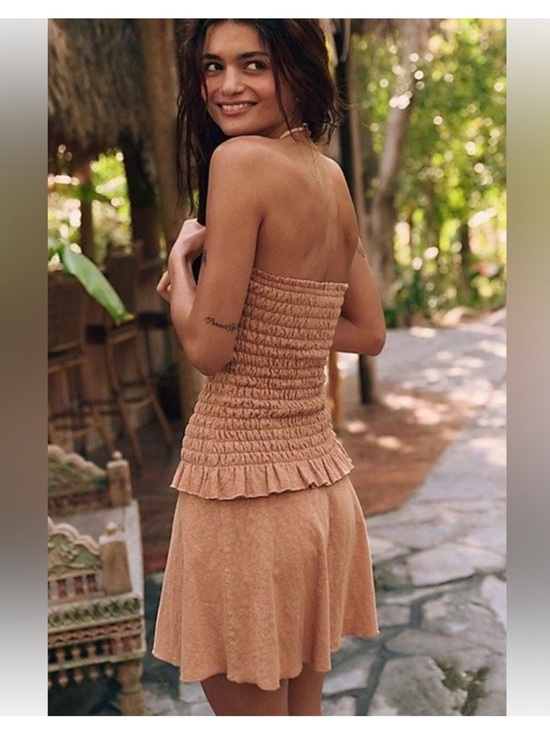 Free People Lora Skirt & Top Set Suntan Bronze Large NWT - Picture 3 of 8